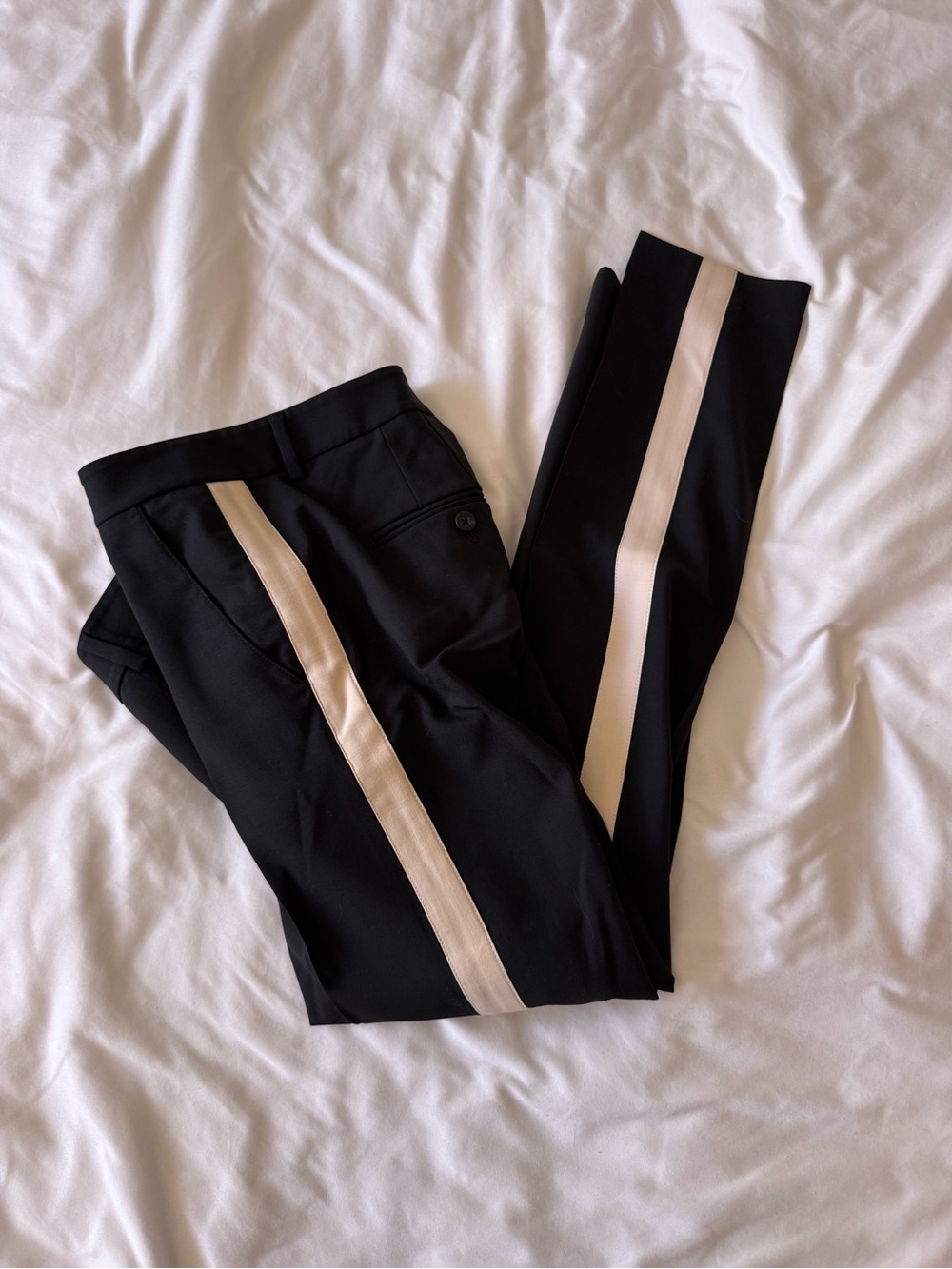 Vince Black Trousers with Cream Waistband Accent